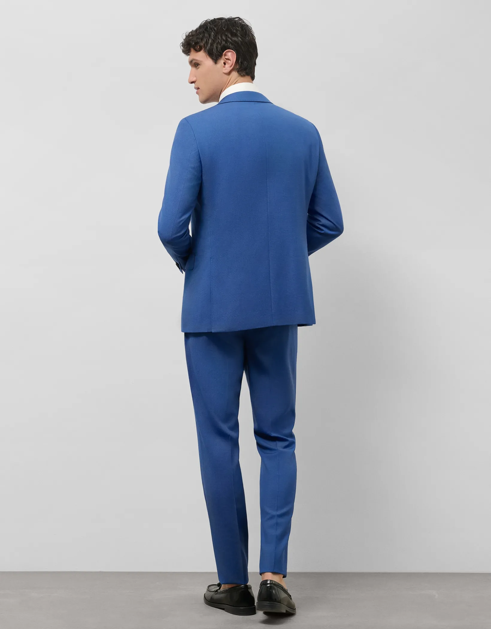 Traje half canvas slim fit microestructura azul