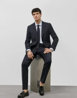 Traje half canvas slim fit liso marino