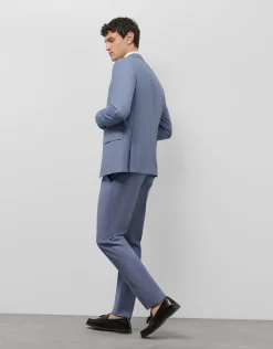 Traje half canvas slim fit ojo de perdiz azul medio