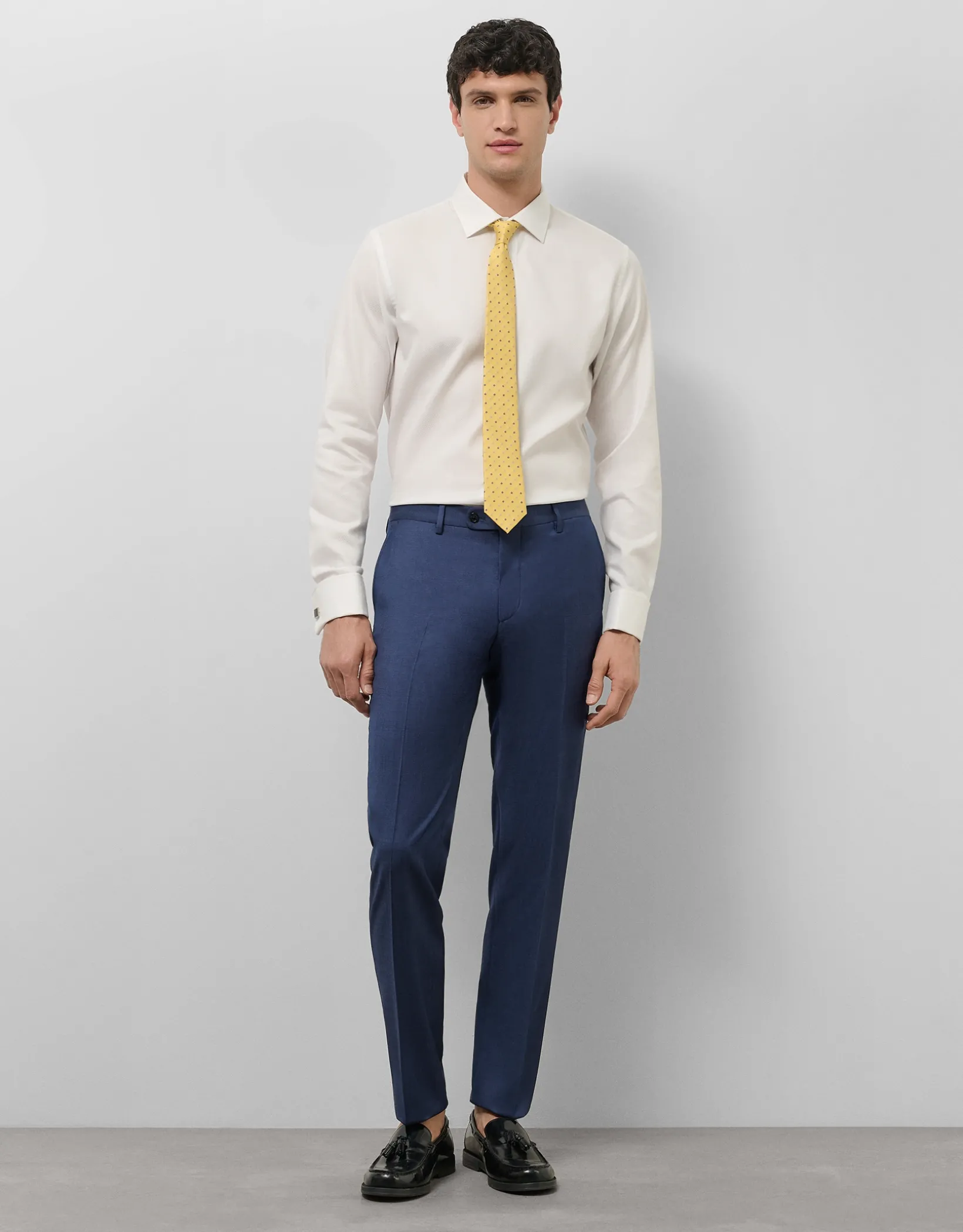 Traje half canvas slim fit falso liso azul