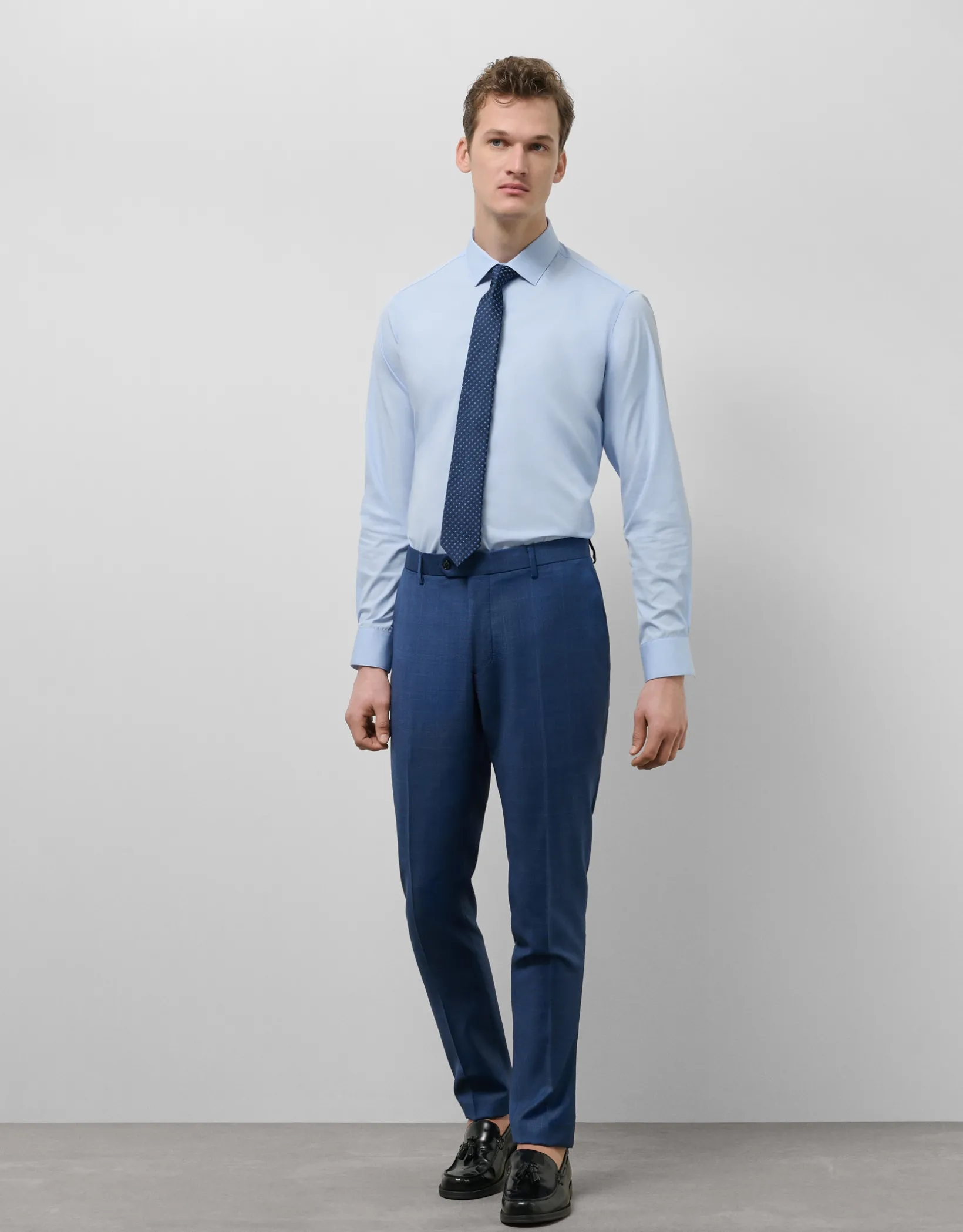 Traje half canvas slim fit cuadros tonos azules