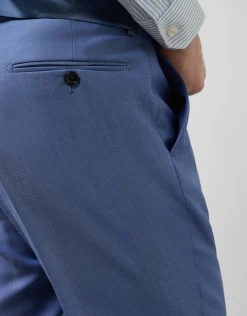 Traje half canvas slim fit falso liso azul medio