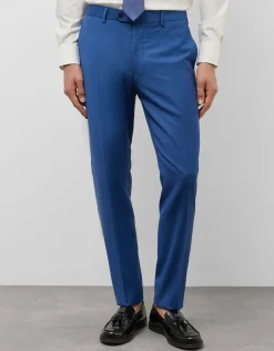 Traje half canvas slim fit microestructura azul