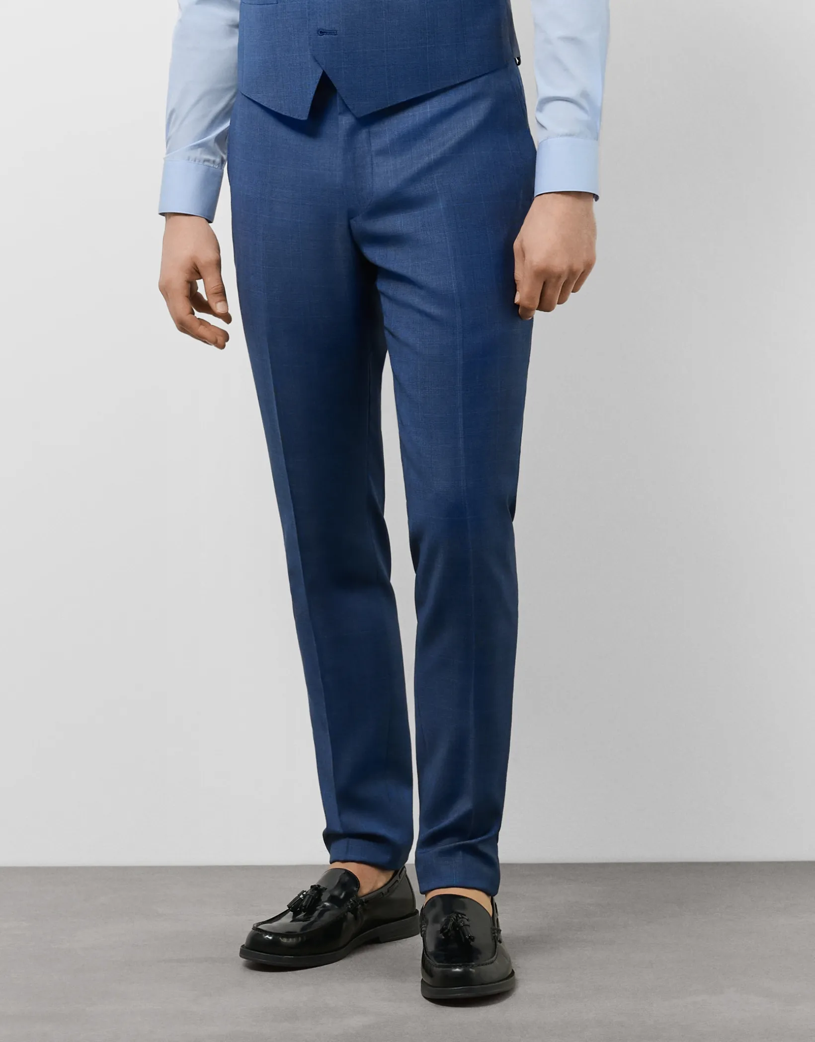 Traje half canvas slim fit cuadros tonos azules