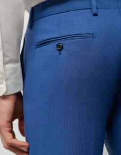 Traje half canvas slim fit microestructura azul