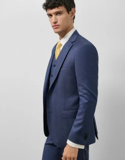 Traje half canvas slim fit falso liso azul