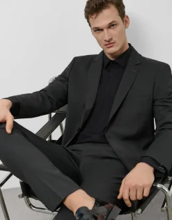 Traje half canvas slim fit liso gris oscuro