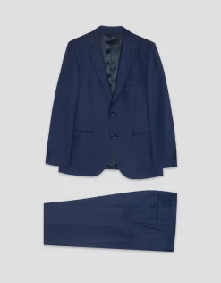 Traje half canvas slim fit falso liso azul tinta oscuro