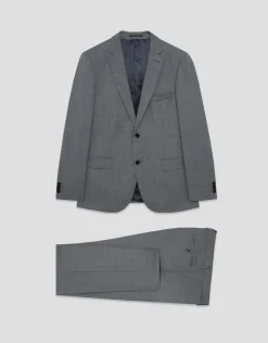 Traje half canvas slim fit falso liso gris oscuro