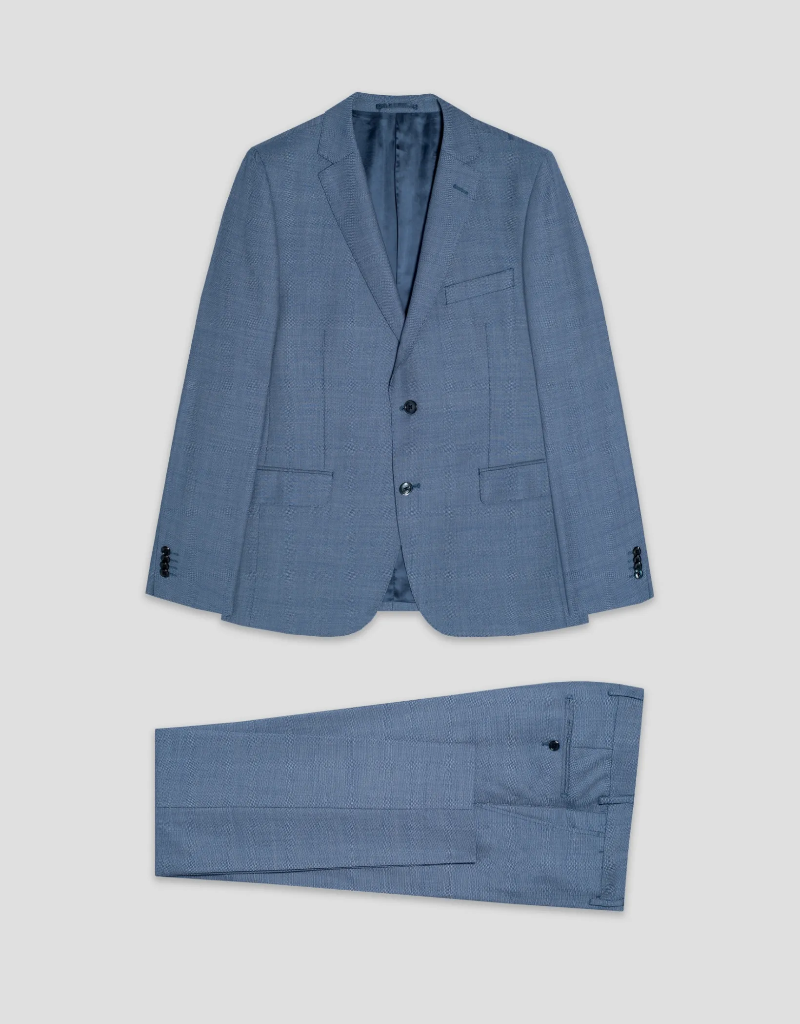 Traje half canvas slim fit ojo de perdiz azul medio