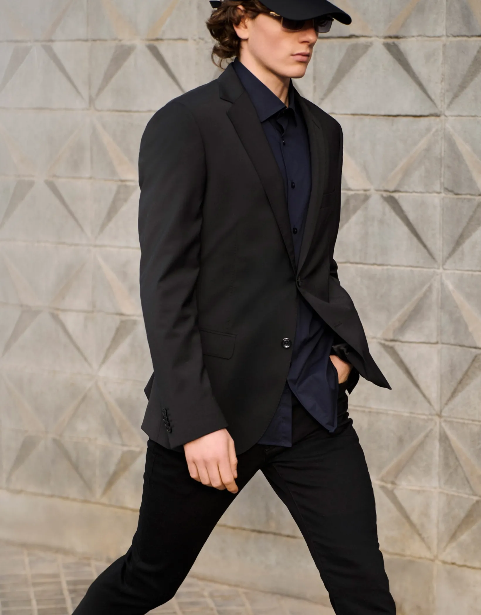 Traje half canvas slim fit liso negro