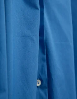 Vestido camisero de manga corta en algodón azul