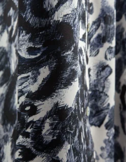 Vestido camisero manga larga animal print azul marino