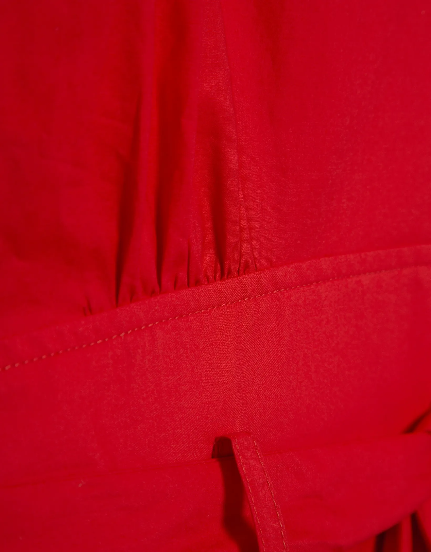 Vestido midi camisero algodón satinado rojo