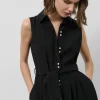 Vestido midi camisero con diseño floral en devoré negro