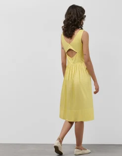 Vestido midi de sisas en algodón amarillo