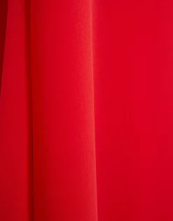 Vestido midi escote halter anudado en crepe georgette rojo