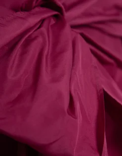 Vestido midi manga corta tafeta frambuesa