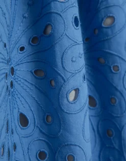 Vestido midi tirantes bordado suizo azul