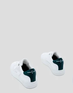 Zapatillas deportivas logo perforado piel blanca